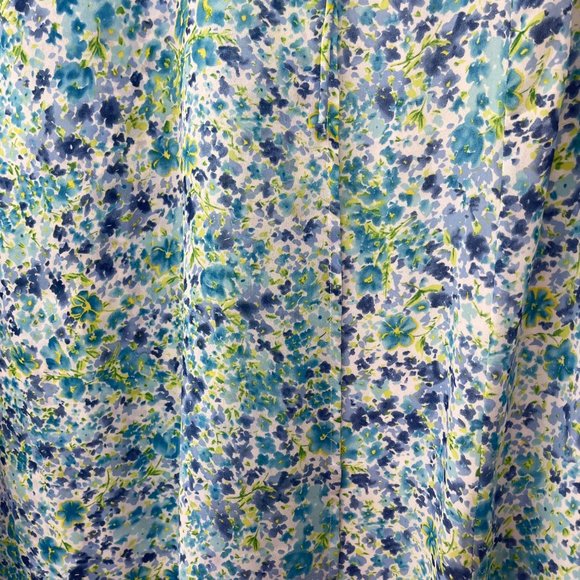 Joan Leslie Skirt Set 22W Blue White Button Down Blouse Floral Vintage - Picture 12 of 16